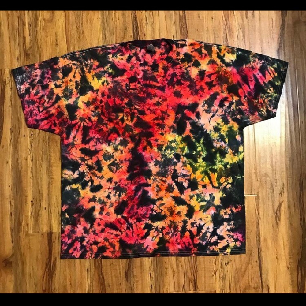 Black and Fire colors Tie dye shirt unisex 2XL
